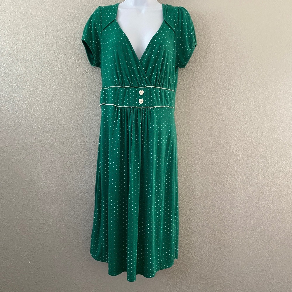 Green Retro Dress Large Polka Dot Pin Up Rockabilly Feminine Summer Casual